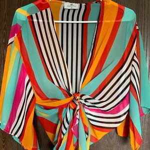 Palms Away Tie Front Striped top